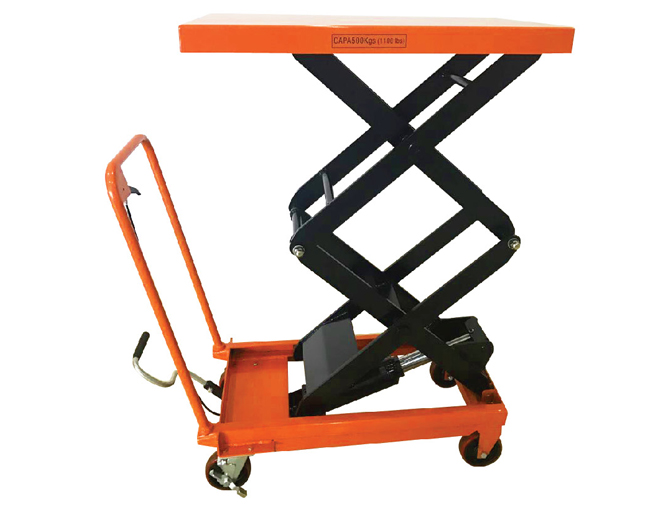 雙剪式整體油缸結構平臺車